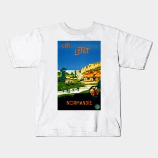 Vintage Travel Poster France Normandie Kids T-Shirt